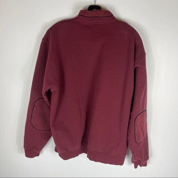 Orvis Pullover Sweater 1/4 Zip Men's Large Burgundy Heavyweight Elbow Patches - Picture 4 of 9